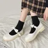 2021 Lente Lolita Shoes Bow Mary Janes Schoenen Platform Lederen Meisjes Schoen Ronde Teen Casual Shoe Gesp Strap Mujer 8934N