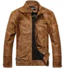 Klassiska motorcykelläderjackor män Jaqueta de Couro Masculina Bomber Läderjacka Inverno Couro Mens Stand Collar Outwear