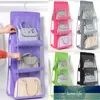 6 Pocket Foldable Hanging Bag 3 Layers Folding Shelf Bag Purse Handbag Organizer Door Sundry Pocket Hanger Storage Closet Hanger Factory price expert design Quality