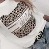 Pull blanc Femmes Casual Leopard Sweat-shirt Automne Manches longues Nouvelle Femme Reinstone Lettre Imprimé Sweat à capuche Pulls D30 201030