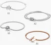 Bangle Fine Jewelry Authentic 925 Sterling Silver Bead Fit Pandora Charm Armelets Stjärna Double Circle Snake Bone Chain Rose Gold Safety Pendant DIY Pärlor