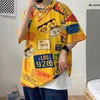 حجم S-7XL الصيف الرجال t-shirt فضفاض عارضة القمصان قصيرة الأكمام بلايز طالب زوجين الاتجاه كتابات نصف 210707