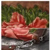 レディースレザーウォレットフラワー塗装パターン長い純正クラッチの財布の携帯電話のバッグの周りの女性ヴィンテージジッパー