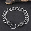 Link, Chain 12mm Double Skull Stainless Steel Curb Cuban Link Men Trendy Bracelets Hiphop Rock Jewelry Male Wristband Gift GS0006