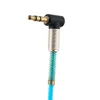 Universal 90 graus 3.5mm auxiliar de áudio Cabos Slim e Soft AUX Cable para iPhone Speakers Fone de ouvido MP3 4 PC Home Car Stereos