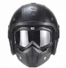 Gratis verzending PU lederen helmen 3/4 motorfiets chopper fietshelm open gezicht vintage motorhelm1