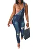 Женские модные джинсы синего пояса с водой промытые отверстиями и персонализированные джинсы ремень штаны 210629