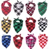 Dog Apparel Bandana Christmas Plaid Single Layer Huisdier Sjaal Driehoek Bibs Kerchief Bib voor Kleine Medium Grote Honden Kerstmis Verjaardagscadeau Vierkant Verstelbaar voor Puppy Cat