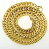 18 Karat Goldton Herren Damen Hip Hop Edelstahl Cuban Link Halskette Schmuck