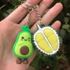 10 pièces/mignon dessin animé Fruits porte-clés Pvc carotte fraise ananas pastèque porte-clés femmes sac pendentif porte-clés G1019