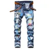 Jeans masculinos erejian moda oi rua impresso calças slim fit graffiti hip hop jeans calças calças pau pintado