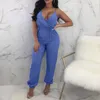 Dames Jumpsuits Rompertjes Feitong Womens Jumpsuit Lange Elegante Rits Zakken Mouwen Sleevlesee Aangepaste Riem Hoge Taille Katoen Mode Zomer # 4