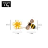 Stud Latest European Earrings Jewelry Korean Womens Creative Asymmetric Flower Painting Oil Yellow Bee For Female Girls