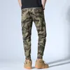 Erkek Kot Kore Tarzı Moda Erkekler Askeri Kamuflaj Büyük Cep Rahat Kargo Pantolon Tulum Streetwear Hip Hop Jogger Pantolon