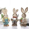 Conejo de paja lindo Conejito Decoraciones de Pascua Casa de vacaciones Jardín Adorno de boda Po Props Crafts 210607