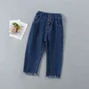 2-7 years High quality girls denim jean spring autumn fashion solid kid children girl clothes 210615