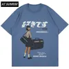 ヒップホップストリートウェア原宿Tシャツガール日本漢字プリント男性夏半袖コットン緩い特大