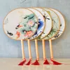 China Vintage Round Hand Fan Retro Wedding Party Gift Fan Classical Dance Fans Flower Print Chinese Fans Dance Prop Wholesale XVT1048