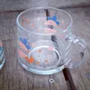 クリエイティブ・ストロベリーパターンガラスマグカップ朝食MLIKコーヒーカップ家庭カップルの水のカップ透明な飲み物はハンドル付き