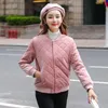 レディースジャケット韓国風ダイヤモンド格子短綿のジャケット冬の女性ゴールドベルベットソフトファブリックボタン野球コートソリッドアウトウォン