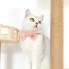 Coleiras de gato leva organza rosa lindo colar ajustável arco pérola flores dos desenhos animados doce cão animal de estimação decorar