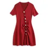 roter riched mini -kleid