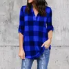 Misshow Casual Red Plaid Women Bluses Red Black Check Boyfriend Style Shirts Loose Camisa Tops Autumn 5xl Plus Size 210308