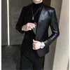 남자 양복 블레이저 2023 브랜드 의류 패션 고품질 캐주얼 가죽 자켓 남성 슬림 한 비즈니스 정장 코트/남자