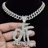 Pendant Necklaces Men Women Hip Hop ONLY THE FAMILY Letter Necklace With 13mm Miami Cuban Chain Iced Out Bling Hiphop Jewelry218b