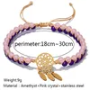 Pulseira De Pedra Natural Mulheres Aço Inoxidável Dreamcatcher Bracelete Pulseira Dupla Grânulos Pulseira Melhor Amigo Presente Jóias