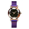 MULILAI Brand Starry Sky Luminous Quartz Beautiful Womens Watches Magnetic Mesh Band Flower Dial Ladies Delicate Watch321j