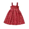 Jurk zomer kid kleding feest es sling hart-vormige print sundress kinderen kleding meisje 210528