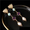 Andra örhängen smycken sju flicka handgjorda original naturliga barock färskt vatten pärla design lång droppe för kvinnor lady fest gåva fint deliv