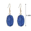 Resin Druzy Drusy Charms Earrings Oval Hexagon Fashion Dangle Earring for Women Party Gift