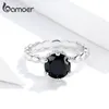 Cluster Anneaux Bamoer Trendy Classic Silver Minimalist Clawset Black Zircon Ring Jewelry Gift for Her Glitter Fine 23717246