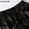 Gonthwid shorts streetwear hip hop tie dye curto moletom verão homens harajuku casual jogger baggy calças de suor moda calças c0325