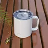 12 oz Sublimation Blanc Blanc Poignée Tasses Avec Couvercle Poignée Tasses Bouteilles D'eau En Acier Inoxydable Double Paroi Gobelets À Boire Par Air A12