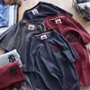 Été japonais rétro à manches courtes broderie T-shirt hommes mode Simple pur coton lavé vieux couleur unie décontracté hauts 220224