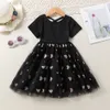 Kortärmad Baby Dress Girls Heart Mesh Girl Tutu Kjolar Barnparty Klänningar