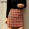 Yojoceli streetwear plaid a line kjol botten kvinnor sexig mini våren 210609