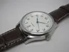 Montre homme de qualité supérieure montres mécaniques automatiques pour hommes cadran blanc bracelet en cuir marron avec date 002241c