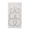 Huggie Huggie Trendy Silver Color 3Pairs/Sets Brincos conjuntos de personalidade de luxo Crystal para mulheres jóias de moda de aros