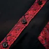 Herrklänningsskjortor Barry.Wang Svart Enfärgad röd blommig skarvskjorta Man Långärmad Casual Mjuk för män Designer Fit BCY-0304