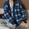 Ladies Cardigans Z Długim Rękawem Dzianiny Argyle Sweter Kobiety Koreańska Różowa Kamizelka Swetry Kobiece Bluzy Kartacyjna Kurtka z przyciskami 211011