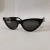 Overdreven kattenoogacetaat zonnebril Zwart grijze lenzen 40019 Mode zonnebril voor vrouwen