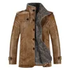 Men's Fur & Faux Mandylandy Winter Male Stand Collar Thickening And Wool Windbreak Waterproof Lether Jackets Leather Coat Men Jacket