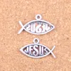 150pcs antique argent plaqué bronze plaqué poisson jésus charmes pendentif bricolage collier bracelet raccordements de bracelet 25 * 14mm