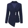 Costumes pour femmes Blazers Revers Manteau Couleur unie À manches longues Simple boutonnage Bureau Dames Poche Coton Asymétrique Casual Blazer Automne 2022