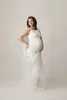 White Cape Maternity Photogrpahy Abito lungo Baby Shower Abito lungo con mantella Abiti estivi da donna incinta senza maniche