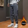 Zimowe grube ciepłe dżinsy polarowe męskie spodnie 6xl 7xl 8xl Duży rozmiar Stretch Bawełny Czarny Denim Joggers Baggy Thermal Jean Spodnie 220308